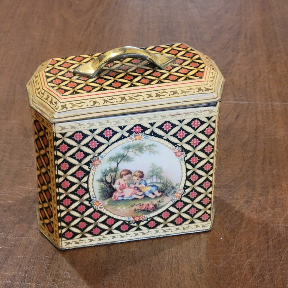 Vintage Candy  Tea Tin Canister with Lid Pastoral Children